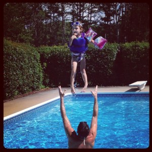 My husband definitely has it harder than I do. At least I'm not expected to throw a  human into the air like that.